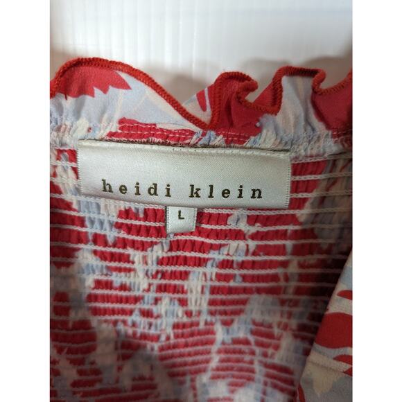 Heidi Klein Quincy Bay Silk Maxi Dress Smocked Bodice Floral Resort Wear L - Picture 5 of 9